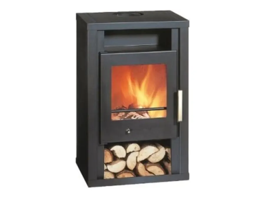 Wamsler Jupiter freestanding stove with log store beneath the firebox